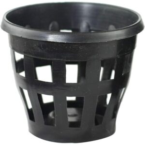 KRISHI MITRA Orchid Pots for Plants, 5 Inch Hydroponic Plastic Pots for Gardening, Net Pots for Hydroponic Garden, Gardening Pots for Orchid with Extra Holes (Black Pot Pack of 6)