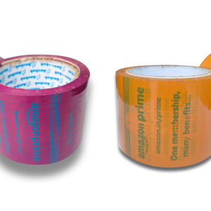 K.M.F Amazon Printed Prime Tape - 65 Meters in Length - 72mm / 3" Width -BOPP Amazon Packing Tape for Packing Boxes (Two Colour) Brown & Onion Pink - (Pack of 4)